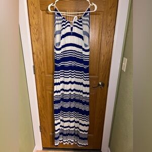 Milly Navy and White Striped Maxi Dress